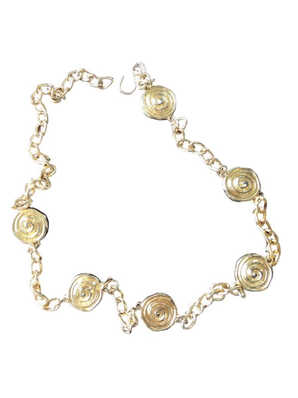 Gold Tone Spiral Chain Link Vintage Necklace